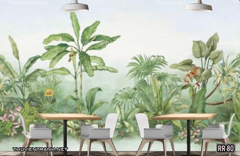Tranh dán tường rừng xanh nhiệt đới Tropical RR-80 - Tranh tường mới cập nhật